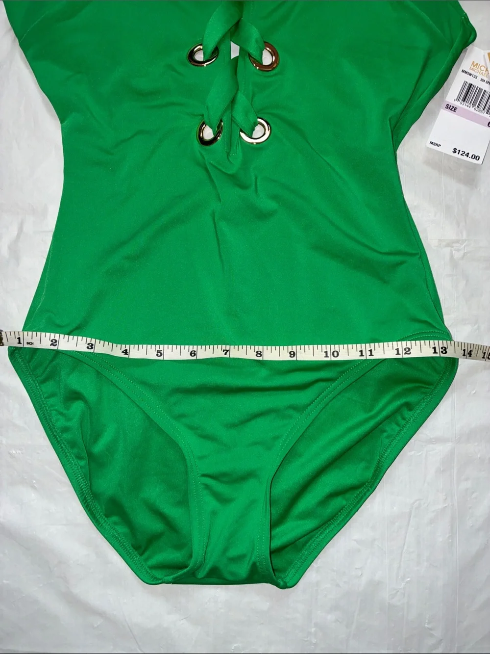 Michael Kors Emerald Green Lace-Up One-Piece Swimsuit